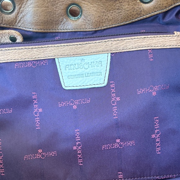 Anuschka Leather Bag with Purple and Brown Details - Picture 5 of 14